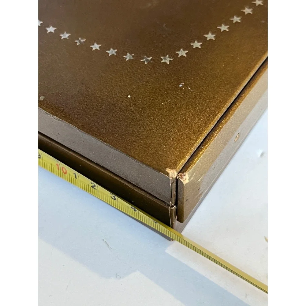 Vintage Hickok Mens Jewelry Box‎ Valet Case Bronze Stagecoach Star Design Gold